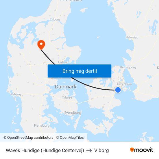 Waves Hundige (Hundige Centervej) to Viborg map