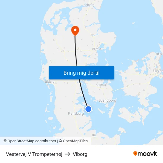 Vestervej V Trompeterhøj to Viborg map
