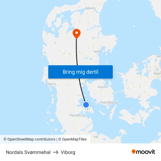 Nordals Svømmehal to Viborg map