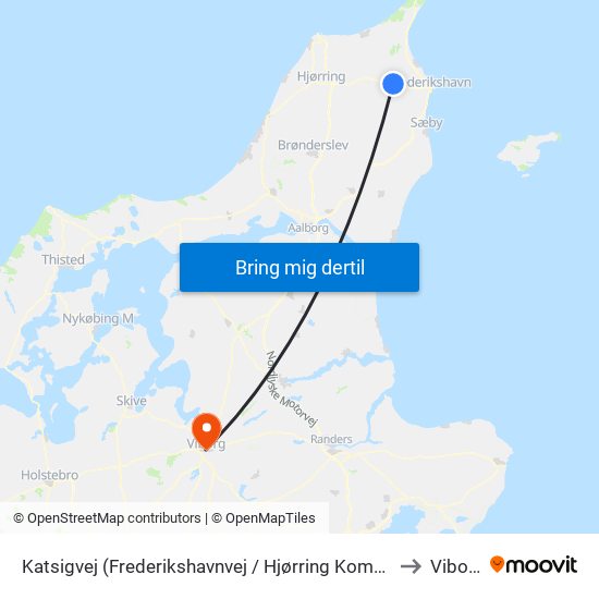 Katsigvej (Frederikshavnvej / Hjørring Kommune) to Viborg map