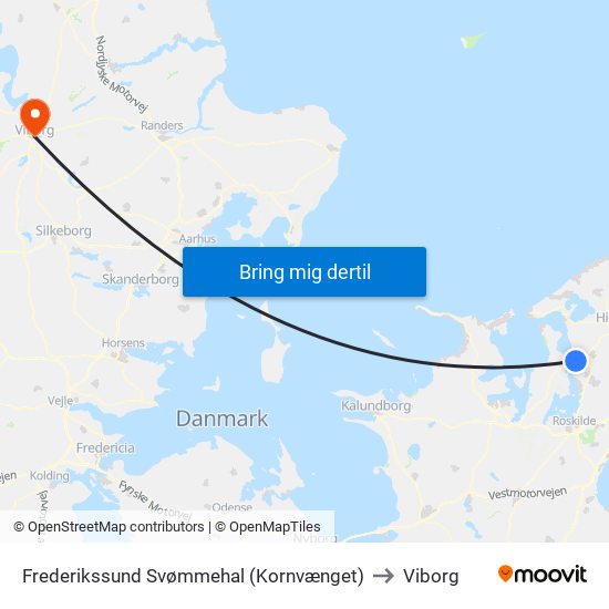 Frederikssund Svømmehal (Kornvænget) to Viborg map