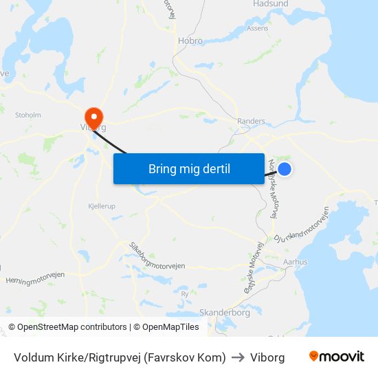 Voldum Kirke/Rigtrupvej (Favrskov Kom) to Viborg map