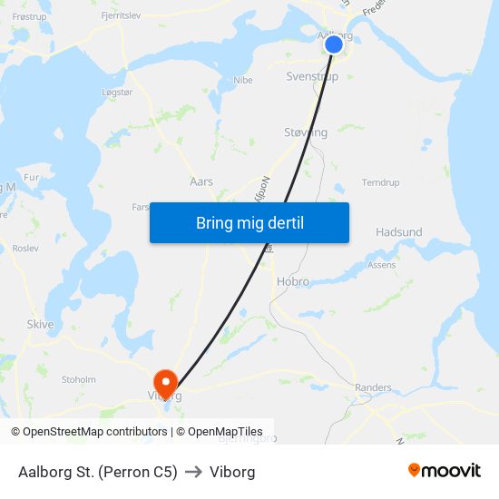 Aalborg St. (Perron C5) to Viborg map