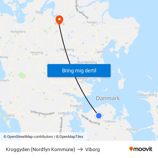 Kroggyden (Nordfyn Kommune) to Viborg map