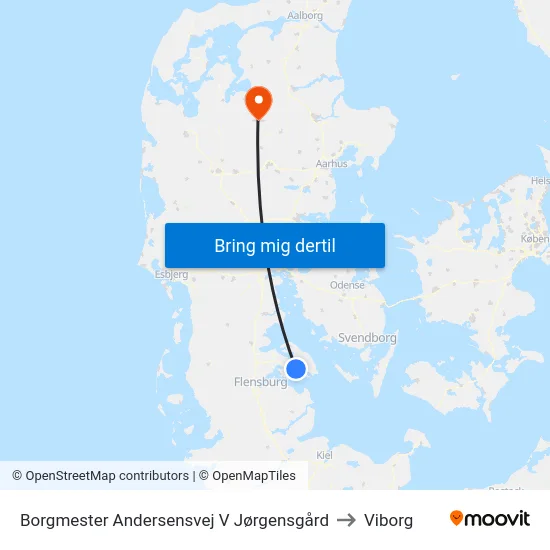 Borgmester Andersensvej V Jørgensgård to Viborg map