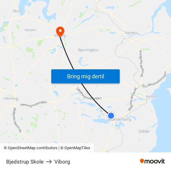 Bjedstrup Skole to Viborg map