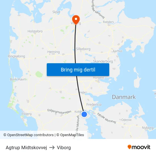 Agtrup Midtskovvej to Viborg map