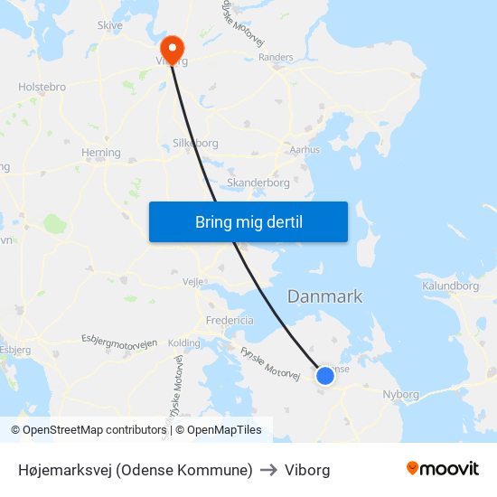 Højemarksvej (Odense Kommune) to Viborg map
