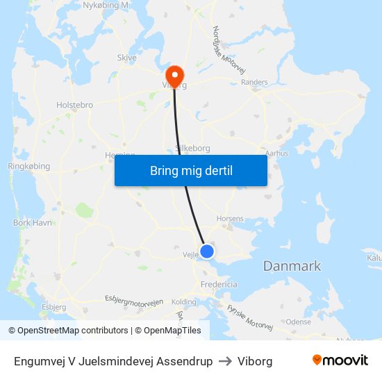 Engumvej V Juelsmindevej Assendrup to Viborg map