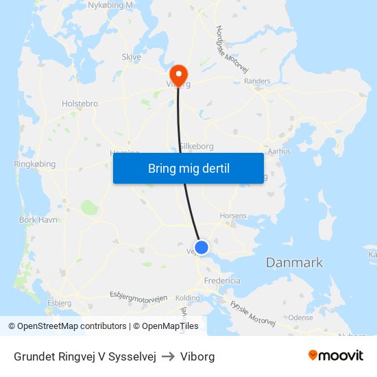 Grundet Ringvej V Sysselvej to Viborg map