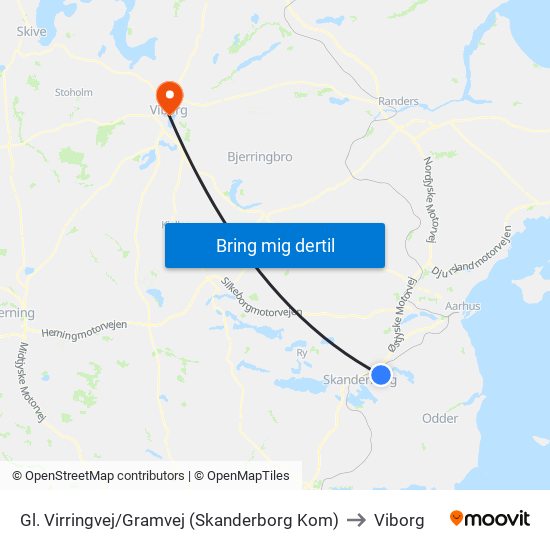 Gl. Virringvej/Gramvej (Skanderborg Kom) to Viborg map