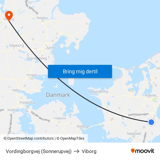 Vordingborgvej (Sonnerupvej) to Viborg map