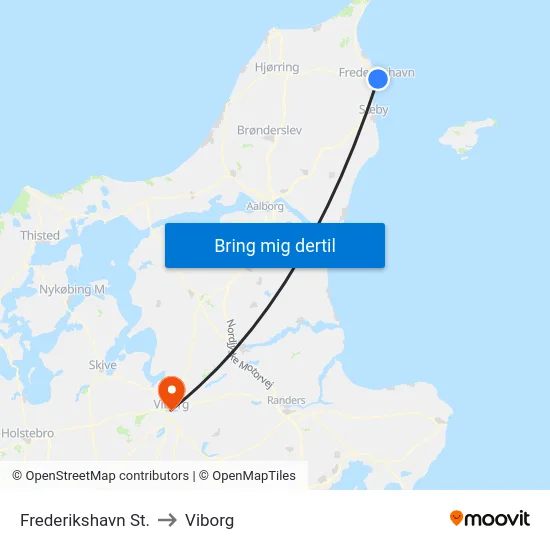 Frederikshavn St. to Viborg map