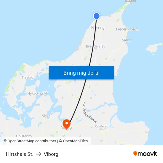 Hirtshals St. to Viborg map
