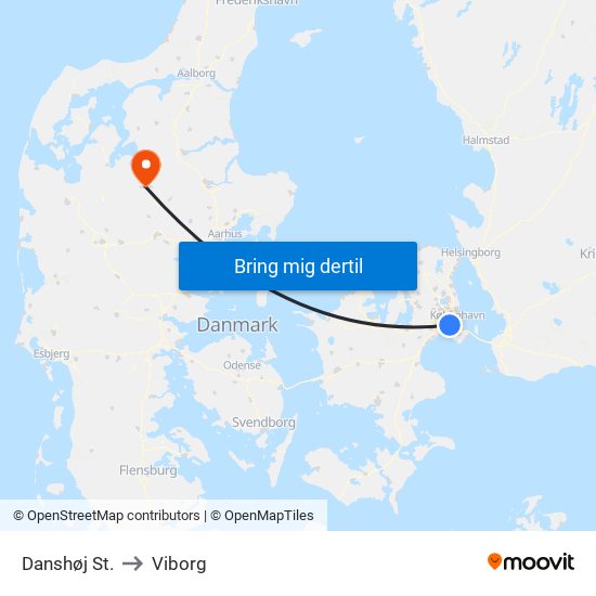 Danshøj St. to Viborg map