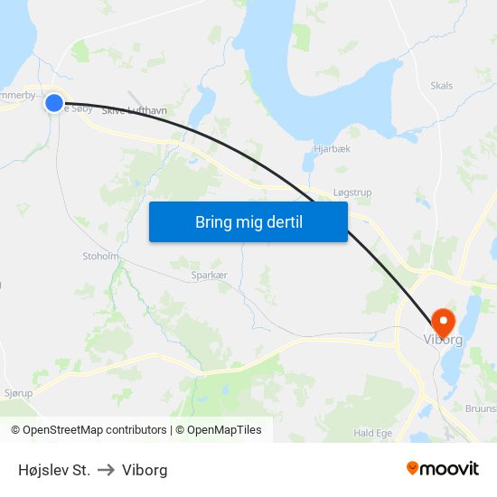 Højslev St. to Viborg map