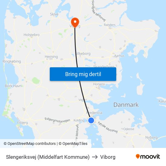 Slengeriksvej (Middelfart Kommune) to Viborg map