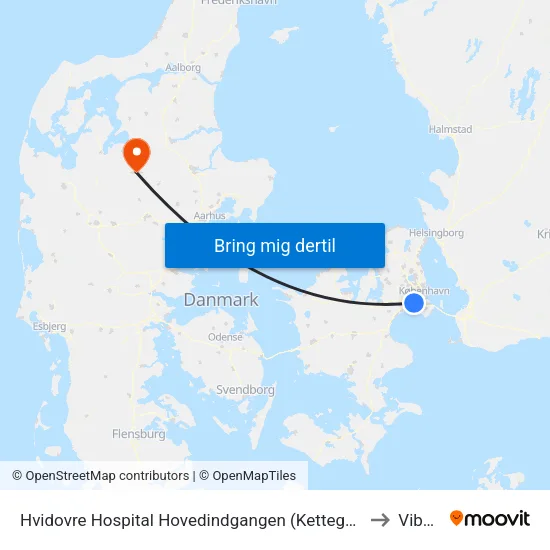 Hvidovre Hospital Hovedindgangen (Kettegård Allé) to Viborg map
