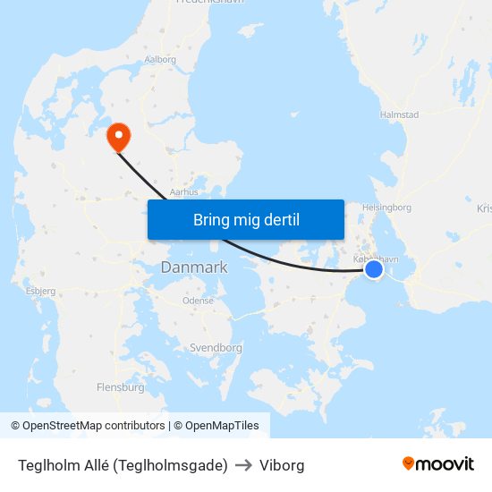 Teglholm Allé (Teglholmsgade) to Viborg map