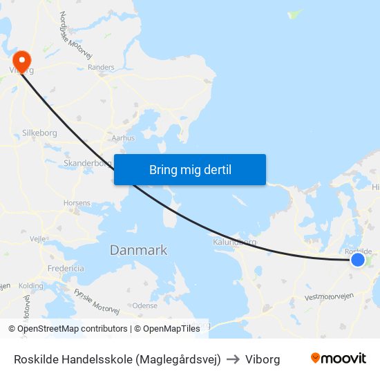 Roskilde Handelsskole (Maglegårdsvej) to Viborg map