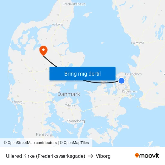 Ullerød Kirke (Frederiksværksgade) to Viborg map