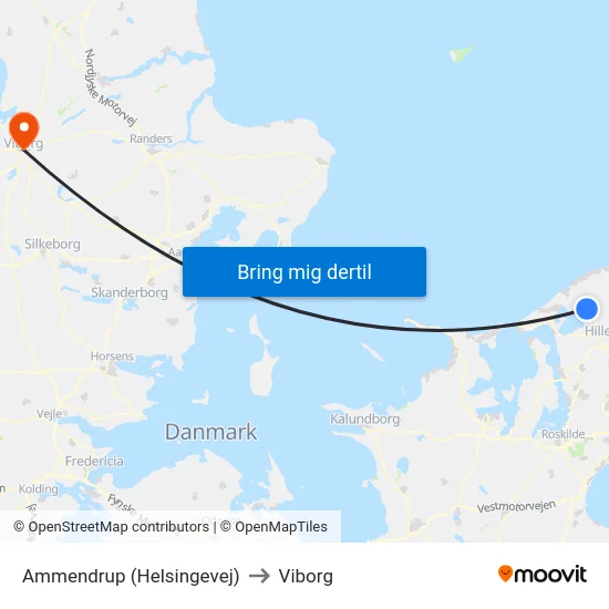Ammendrup (Helsingevej) to Viborg map