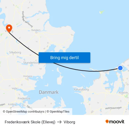 Frederiksværk Skole (Ellevej) to Viborg map
