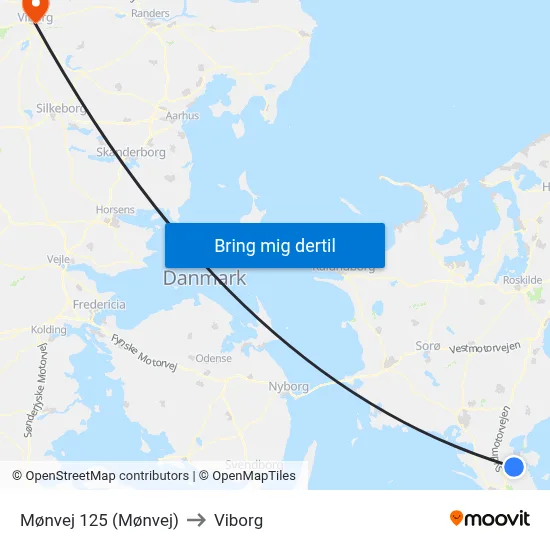 Mønvej 125 (Mønvej) to Viborg map