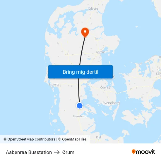 Aabenraa Busstation to Ørum map
