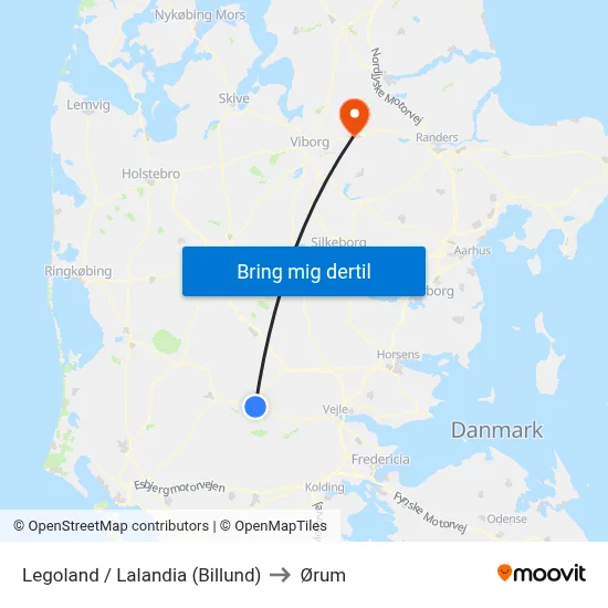 Legoland / Lalandia (Billund) to Ørum map