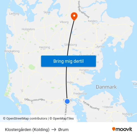 Klostergården (Kolding) to Ørum map