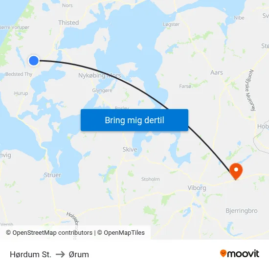 Hørdum St. to Ørum map