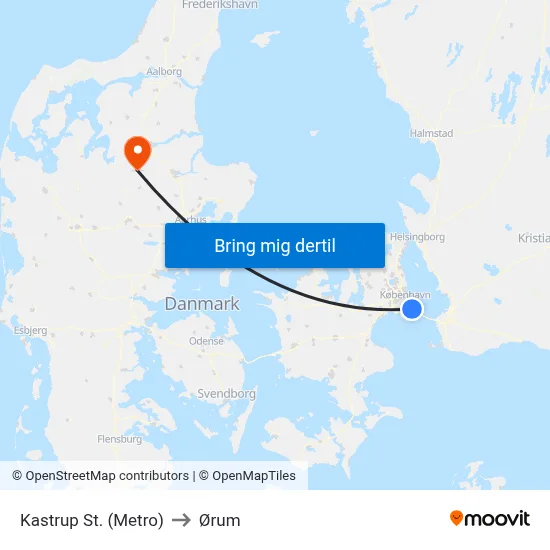 Kastrup St. (Metro) to Ørum map