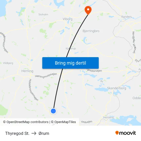 Thyregod St. to Ørum map