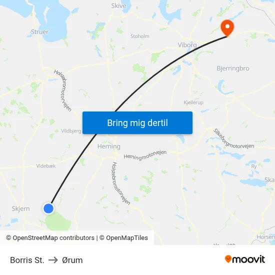 Borris St. to Ørum map