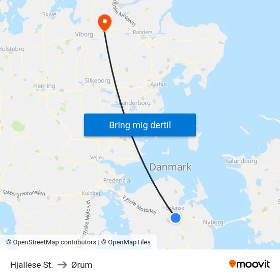 Hjallese St. to Ørum map