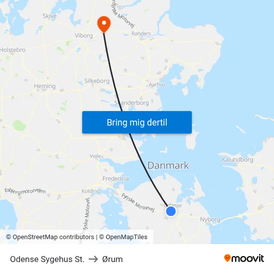 Odense Sygehus St. to Ørum map