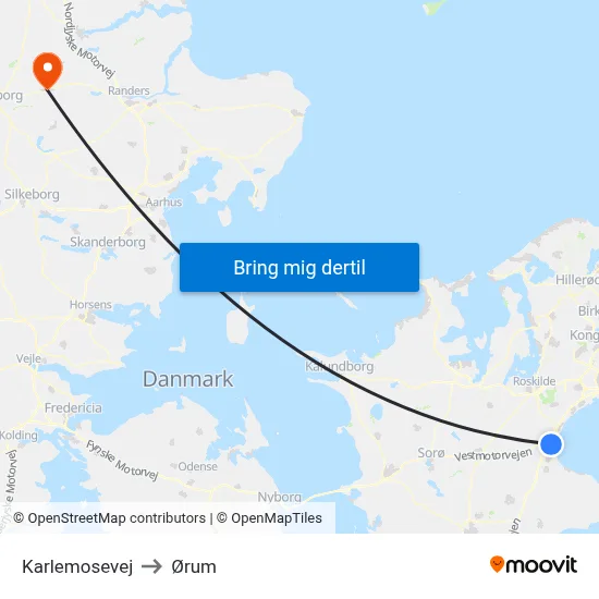 Karlemosevej to Ørum map