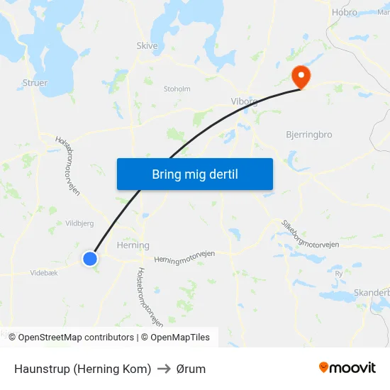 Haunstrup (Herning Kom) to Ørum map