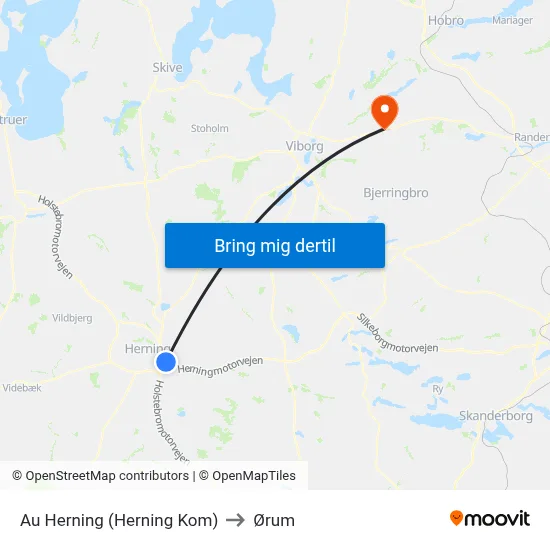Au Herning (Herning Kom) to Ørum map