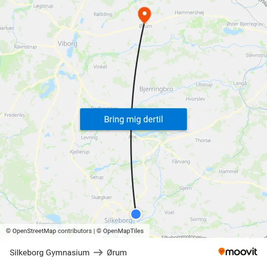 Silkeborg Gymnasium to Ørum map