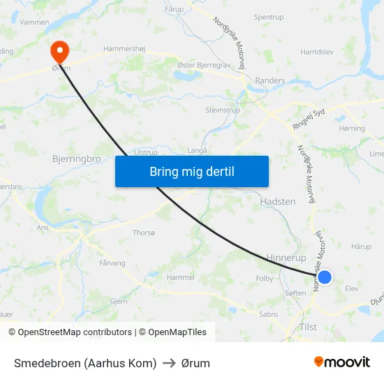Smedebroen (Aarhus Kom) to Ørum map