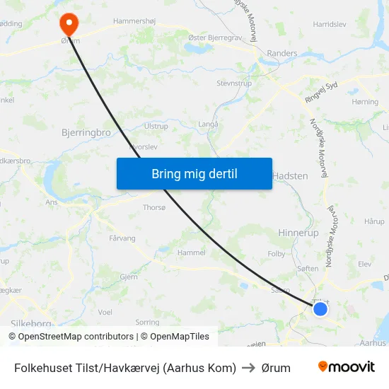 Folkehuset Tilst/Havkærvej (Aarhus Kom) to Ørum map