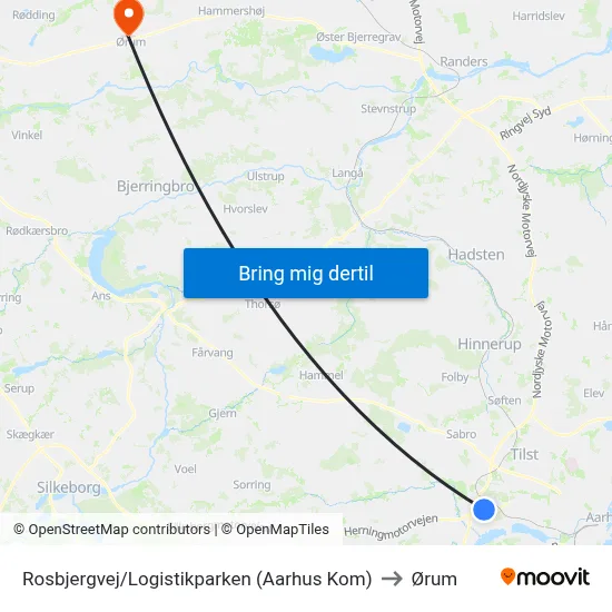 Rosbjergvej/Logistikparken (Aarhus Kom) to Ørum map