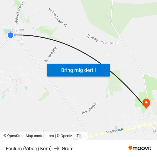 Foulum (Viborg Kom) to Ørum map