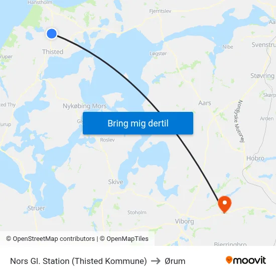 Nors Gl. Station (Thisted Kommune) to Ørum map