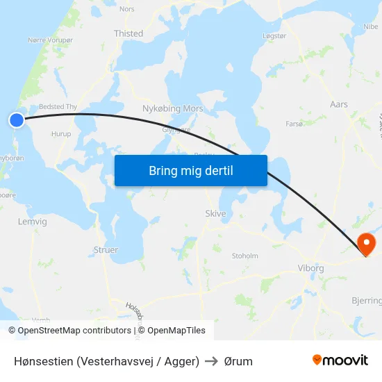 Hønsestien (Vesterhavsvej / Agger) to Ørum map