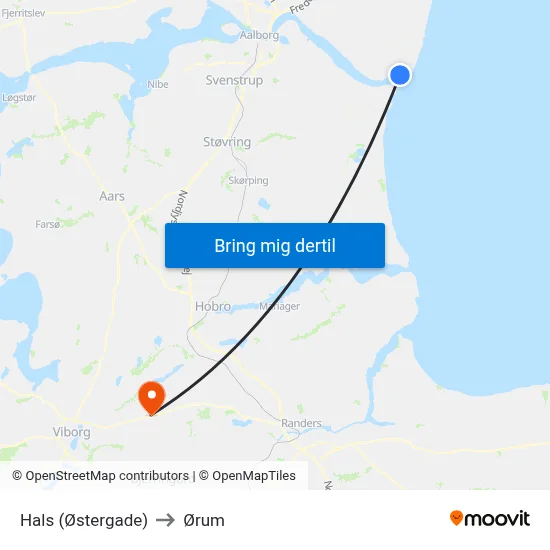 Hals (Østergade) to Ørum map
