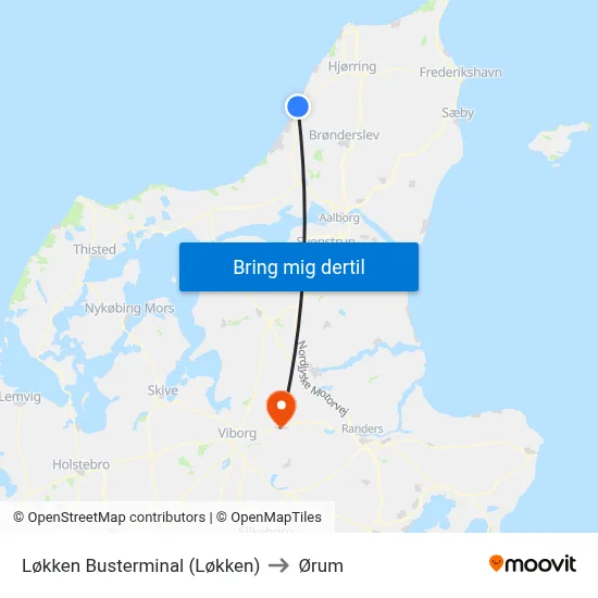 Løkken Busterminal (Løkken) to Ørum map