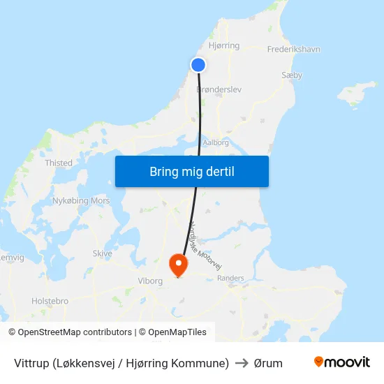 Vittrup (Løkkensvej / Hjørring Kommune) to Ørum map